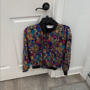 Colorful Patterned silk Bomber Jacket